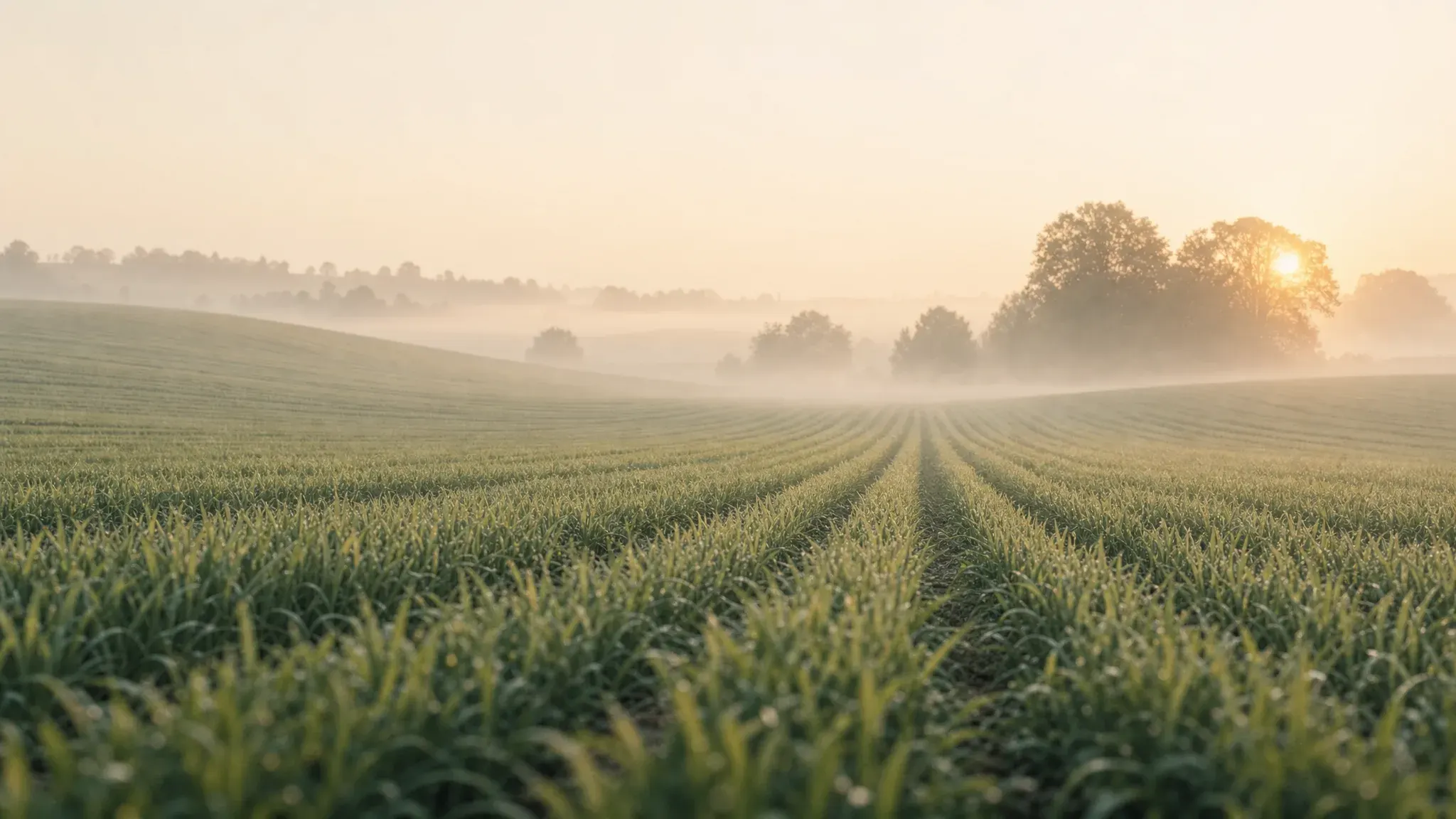 Feld mit klaren Linien bis zum Horizont